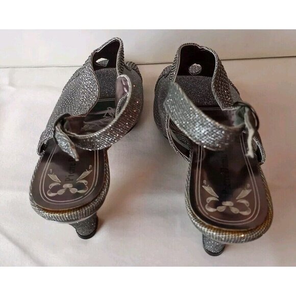 Pierre Dumas Women Shoe Sz10 Metallic Rhinestone Glitter Slingback Heel Open Toe - Picture 8 of 16